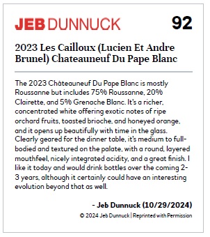 Note Cailloux blanc 2023 - Jeb Dunnuck