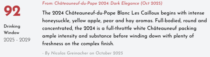 Notation Vinous Cailloux blanc 2024