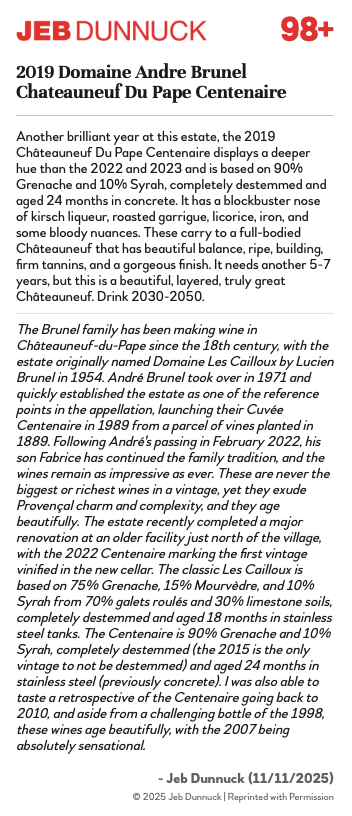 Wine rating Centenaire 2019