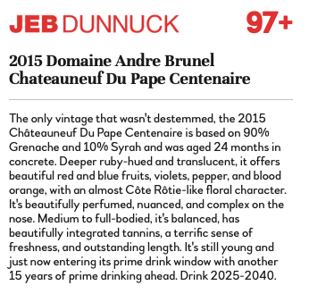 Jeb Dunnuck - Wine ratingCentenaire 2025
