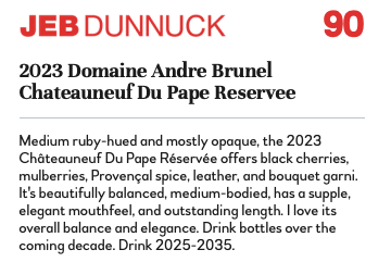 Jeb Dunnuck - Wine rating Cuvée Réservée 2023